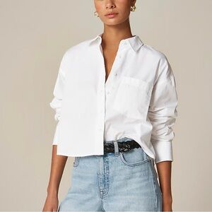 J.Crew Étienne cropped button-up shirt in cotton poplin